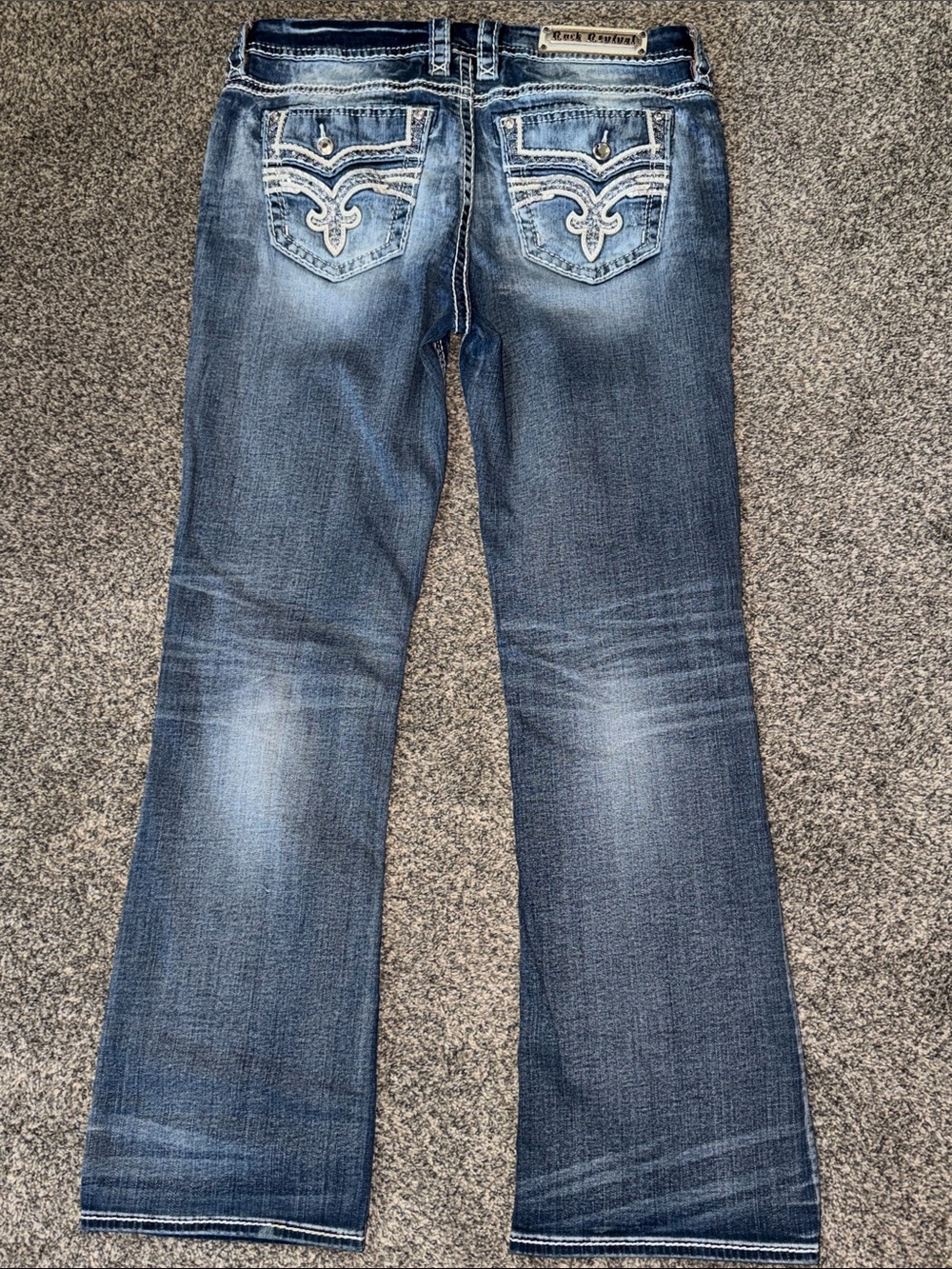 Rock Revival denim jeans “Fay” model style embroidered Fleur-de-Lis motif 33